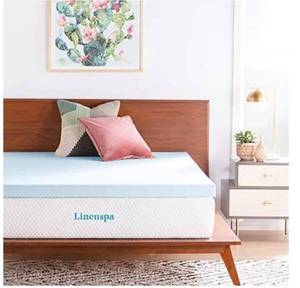 lot 66716 image: LINENSPA 3 Inch Gel Infused Memory Foam Twin Mattress Topper Open Box