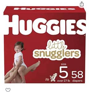 lot 66729 image: Baby Diapers Size 5, 58 Ct, Huggies Little Snugglers White