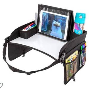 lot 66738 image: Lusso Gear Kids Travel Tray - Inspire Active Toddlers &amp Big Kids for Years w Dry Erase Board &amp Eating Snack Tray, No-Drop Tablet iPad Holder Stand &amp Art Supplies Storage Pockets Open Box