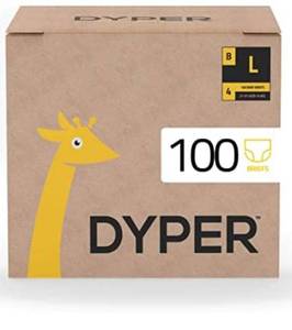 lot 66744 image: DYPER  Responsibly Sourced Bamboo Pull On Diaper Brief  Ink Free, Soft  Durable  Large  21-31 lbs  100 Count