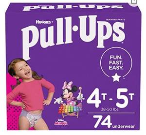 lot 66769 image: Pull-Ups Girls Potty Training Pants Training Underwear Size 6, 4T-5T, 74 Ct Open Box