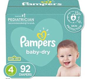 lot 66772 image: Diapers Size 4, 92 Count - Pampers Baby Dry Disposable Baby Diapers, Super Pack