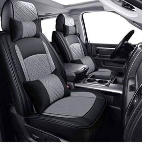 lot 66780 image: HXXF Car Seat Covers Full Set for Dodge Ram 2010-2019 1500 2500 3500 Crew Double Quad Cab Pickup Truck Laramie Big Long Horn Rebel Tradesman Trucks (Gray) Open Box