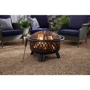 lot 10143 image: Hampton Bay Piedmont 30 in. Steel Fire Pit in Black with Poker OFW992RA