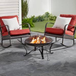 lot 10144 image: Sadler 30 in. x 19 in. Round Steel Wood Burning Fire Pit in Rubbed Bronze