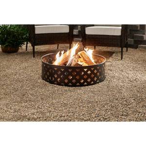 lot 10175 image: Hampton Bay 30 in. Steel Fire Ring with Lattice Pattern in Black