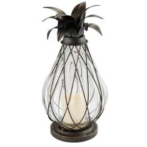 lot 10186 image: Hampton Bay 17 in. Aged Bronze Outdoor Patio LED Candle Pineapple Lantern, Gray