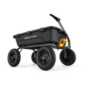 lot 10229 image: Gorilla Carts 12 cu. ft. Super Heavy-Duty Poly Dump Cart, Black