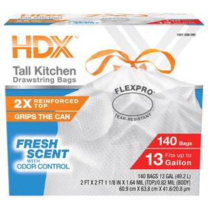 lot 10265 image: FlexPro 13 Gallon Fresh Scent Kitchen Trash Bag (140-Count)