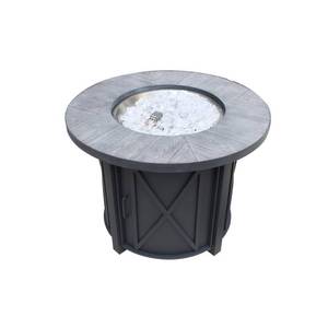 lot 10293 image: Hampton Bay Park Canyon 35 in. Round Steel Propane Fire Pit Top, Black
