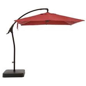 lot 10216 image: 8 ft. Square Aluminum Cantilever Offset Outdoor Patio Umbrella in Chili Red