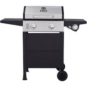 lot 10231 image: Dyna-glo 2-burner Open Cart Lp Gas Grill In Stainless Steel And Black With Side