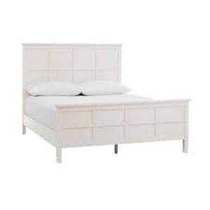 lot 10253 image: Beckley Ivory Wood King Bed with Grid Back (80.7 in W. X 54 in H.)