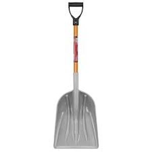 lot 10118 image: Husky 31 in. Wood Handle Poly Short Scoop Shovel with D-Grip