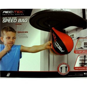 lot 10398 image: Rec-Tek Over The Door Speed Bag for Kids - Features Easy Setup with No Tools Required, Automatic Scoring, and Adjustable Height