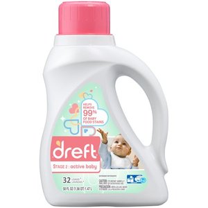lot 10412 image: Dreft Stage 2 Active Baby Liquid Laundry Detergent 50 fl. oz. Jug