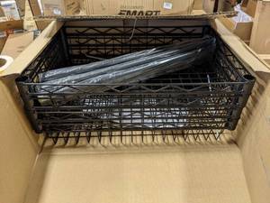 lot 10431 image: four-tier wire shelving unit with baskets black