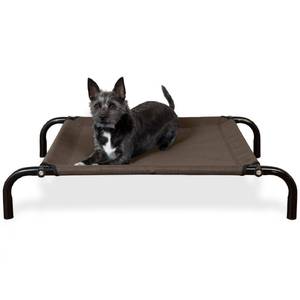 lot 10455 image: FurHaven Pet Dog Cot Elevated Reinforced Pet Cot for Dogs & Cats, Espresso, Extra Small