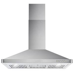 lot 10457 image: Cosmo COS-63190 36 Inch Wall Mount Range Hood with Push Control, Stainless Steel