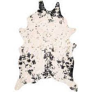 lot 10485 image: Alferce Faux Cowhide Off-WhiteBlack 4 ft. x 5 ft. Shaped Accent Rug