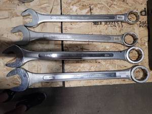 lot 161 image: 4 PIECE TRUECRAFT LARGE OPEN END WRENCH SET (2, 1 78, 1 34, 1 58)