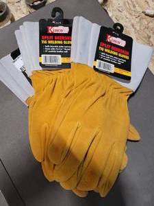 lot 209 image: 3) PAIR SPLIT DEER SKIN TIG WELDING GLOVES (SIZE MEDIUM)
