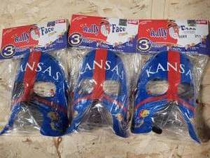 lot 213 image: 3) KANSAS JAYHAWKS RALLY FACE FACE MASKS