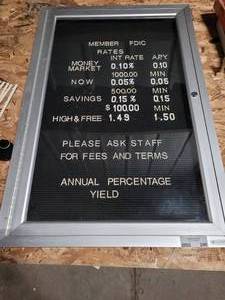 lot 296 image: WALL MOUNTED ENCASED LETTER BOARD WITH LETTERS INCLUDED