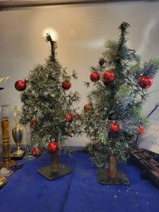 lot 4962 image: 2 Christmas tree 24 tall with red balls