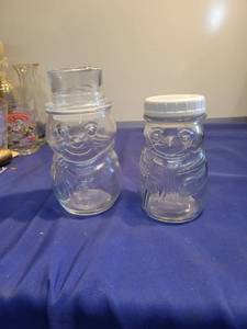 lot 5059 image: 2 Clear Snowman jars