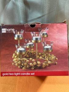lot 6962 image: Gold tea light candle set new in box