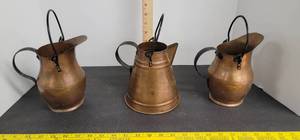 lot 1703 image: 3 Copper Pitchers Made In Turkey