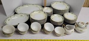 lot 1709 image: 53 Pcs Gold china GOC4 china set (1 Chipped tea cup)