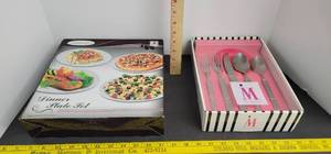 lot 1712 image: New Isaac mizrahi flatware set & new Antonino dinner plate set