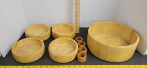 lot 1717 image: Wooden salad bowl set