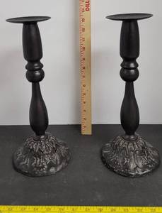 lot 1728 image: (2) Metal candle holders