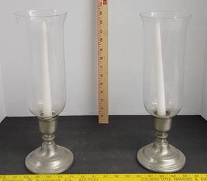 lot 1729 image: (2) Hurricane candle holders