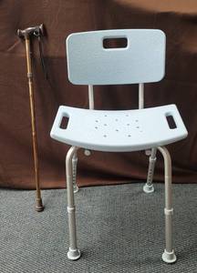 lot 1752 image: Shower chair & cane