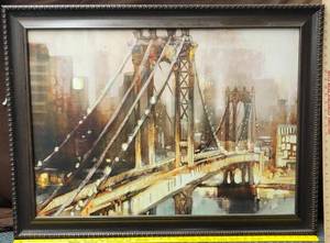lot 1786 image: Large hanging bridge wall art