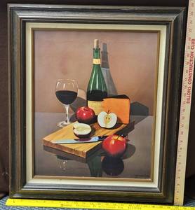 lot 1793 image: Wine & fruit still life painting
