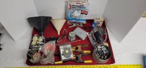 lot 1827 image: (3) Pair of clamps, (2) Funnels, light glasses, hardware, & more