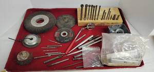 lot 1866 image: Punch tools, disc sanders attachments & drill bits