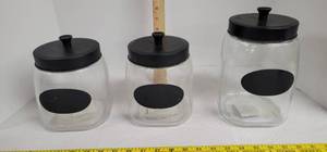 lot 1895 image: (3) Canister black lid clear canister