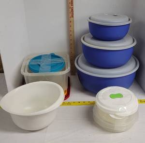 lot 1921 image: (3) Packerware bowls, casuals bowls, & plastic storage containers