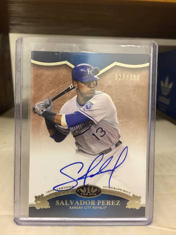 lot 1003 image: Salvador Perez Certified Authentic Autographed 2012 Topps Tier 1 Serial #d 27350