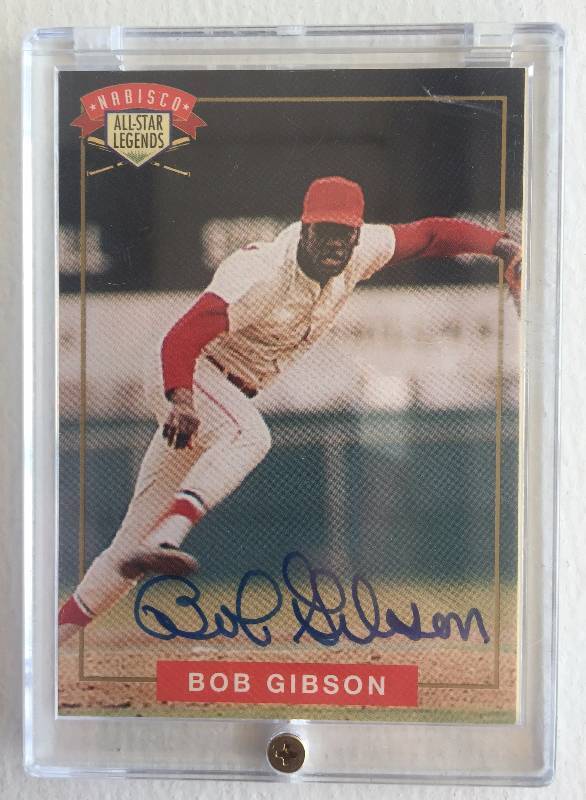 lot 1017 image: Bob Gibson Authentic Certified Autographed Card w Certificate of Authenticity - Rare Legendary Hall of Famer Autograph