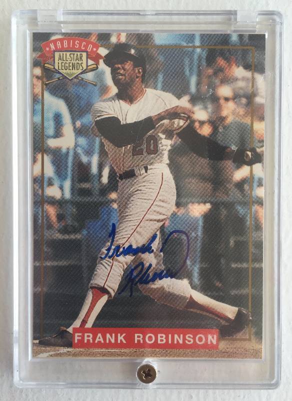 lot 1020 image: Frank Robinson Authentic Certified Autographed Card w Certificate of Authenticity - Rare Legendary Hall of Famer Autograph