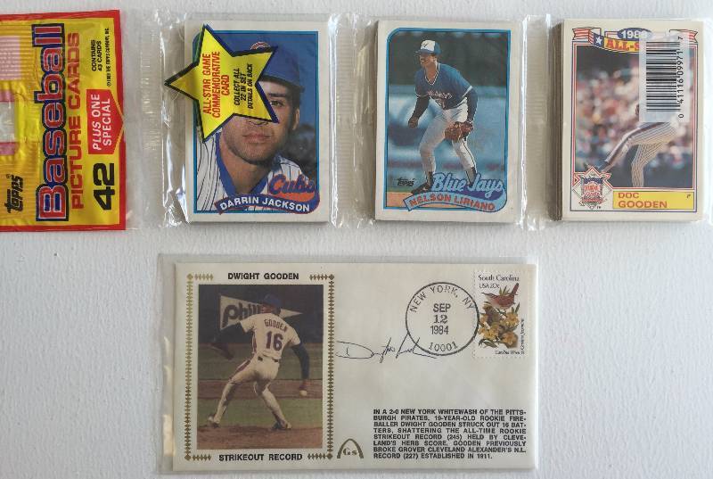 lot 1035 image: Dwight Doc Gooden Authentic Autographed 1984 Rookie Postmarked Cache  Bonus Sealed Rack Pack over 20 Years Old