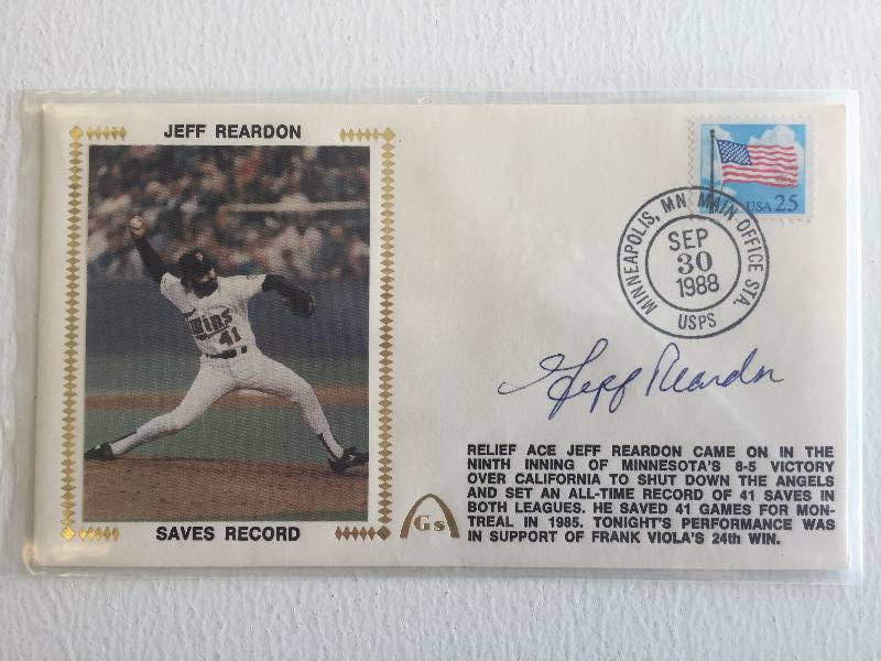 lot 1038 image: Jeff Reardon Authentic Autographed All Time Record Saves 1988 USPS Postmarked Cache