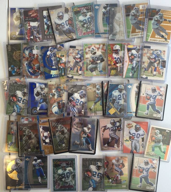lot 1041 image: (48) Card Barry Sanders Insert and Premium Only Lot - Huge Book Value Over $250 - All High End & Insert Cards